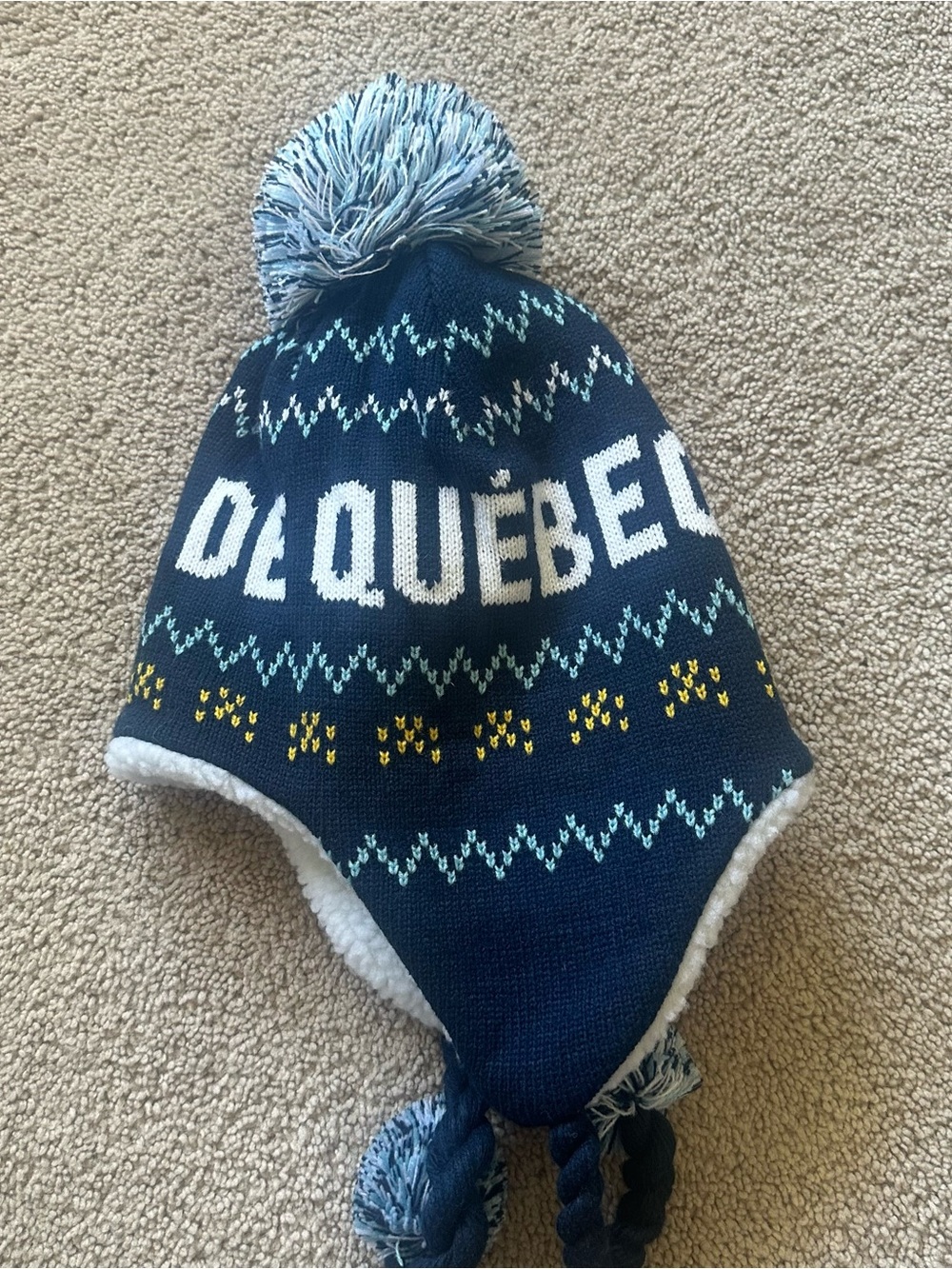Winter Carnaval de Quebec Navy Pom-Pom Earflap Beanie - Picture 4 of 4